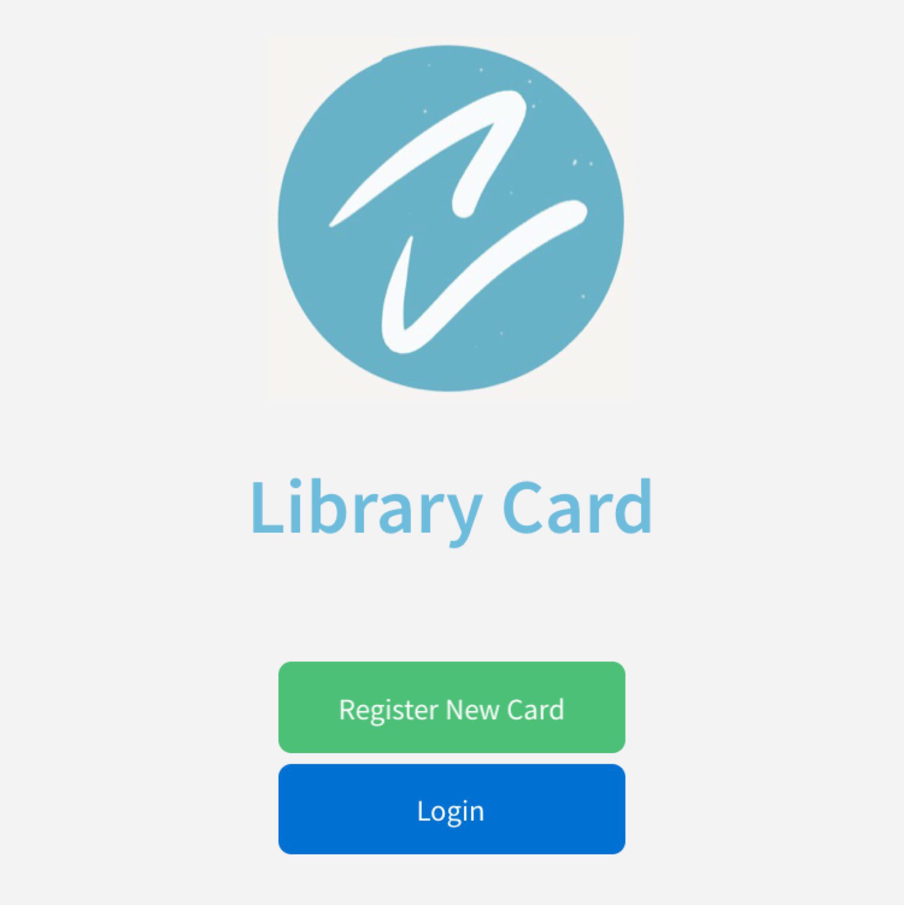 Library Card app concept landing screen